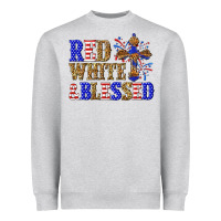 Heather Grey red white and blessed Heavyweight Sweatshirt - texasbilliewilder