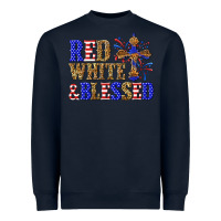Navy red white and blessed Heavyweight Sweatshirt - texasbilliewilder