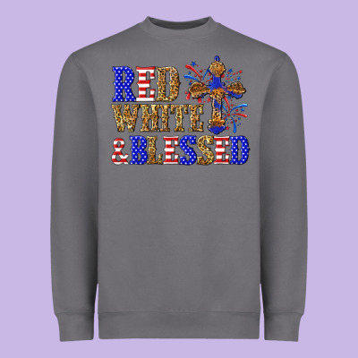 Heavyweight Sweatshirt red white and blessed
