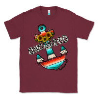 Burgundy anchored Classic Tee - CowhideDigitalArt