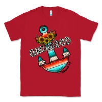 Red anchored Classic Tee - CowhideDigitalArt