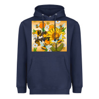 Navy bee happy Heavyweight Hoodie - MaliasSmallBusiness