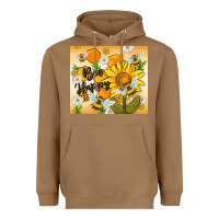 Toasted Coconut bee happy Heavyweight Hoodie - MaliasSmallBusiness