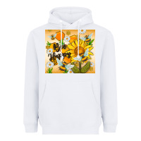 White bee happy Heavyweight Hoodie - MaliasSmallBusiness
