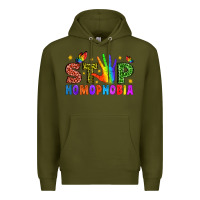 Army Green Western Stop Homophobia Premium Hoodie - BundleAndBundleShop