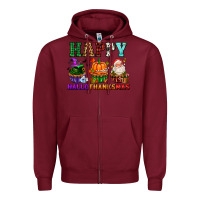 Burgundy happy hallothanksmas with cupcakes Zipper Hoodie - AdoDesignShop