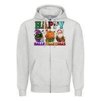 Dove Grey happy hallothanksmas with cupcakes Zipper Hoodie - AdoDesignShop