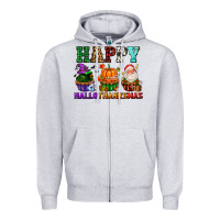 Heather Grey happy hallothanksmas with cupcakes Zipper Hoodie - AdoDesignShop