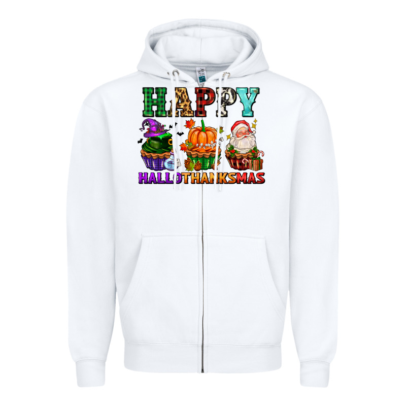 Happy Hallothanksmas With Cupcakes Zipper Hoodie by AdoDesignShop | Teevron