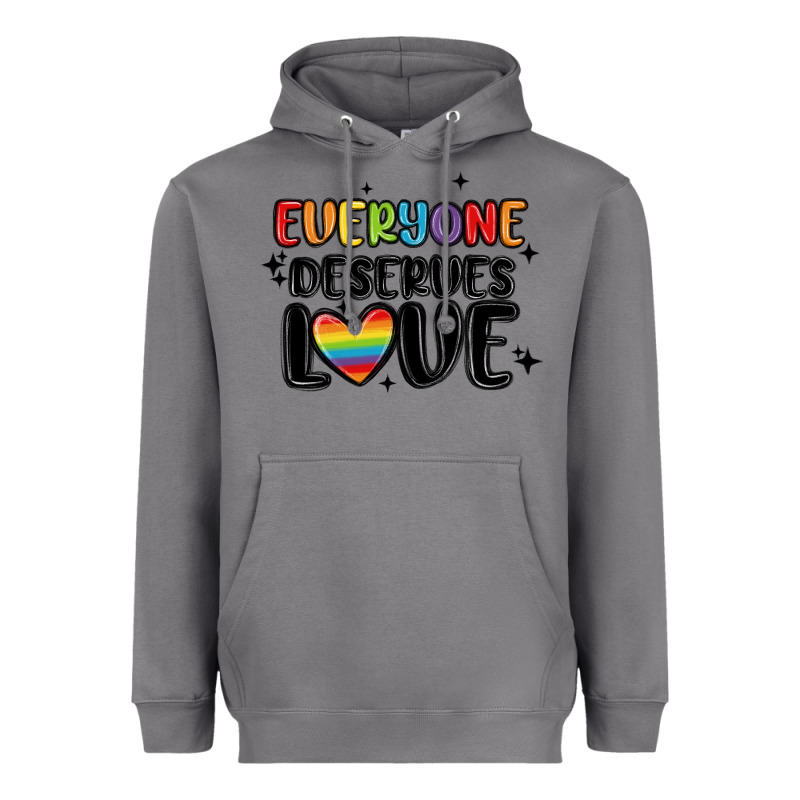Everyone Deserves Love Heavyweight Hoodie by MaliasSmallBusiness | Teevron