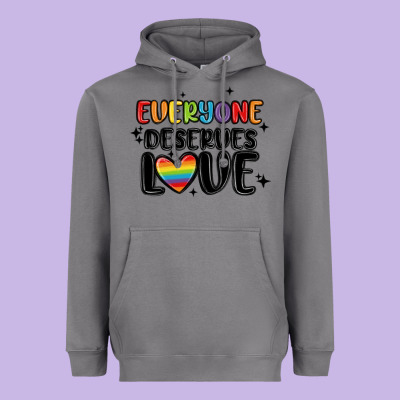 Everyone Deserves Love Heavyweight Hoodie Designed By Maliassmallbusiness