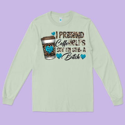 Coffee Long Sleeve Tee Designed By Cowhidedigitalart