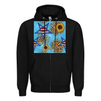 Black american star and sunflower seamless  pattern Zipper Hoodie - BundleAndBundleShop