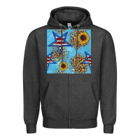 Charcoal Heather american star and sunflower seamless  pattern Zipper Hoodie - BundleAndBundleShop