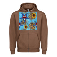 Chestnut american star and sunflower seamless  pattern Zipper Hoodie - BundleAndBundleShop