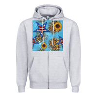 Heather Grey american star and sunflower seamless  pattern Zipper Hoodie - BundleAndBundleShop