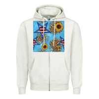 Oatmeal Heather american star and sunflower seamless  pattern Zipper Hoodie - BundleAndBundleShop