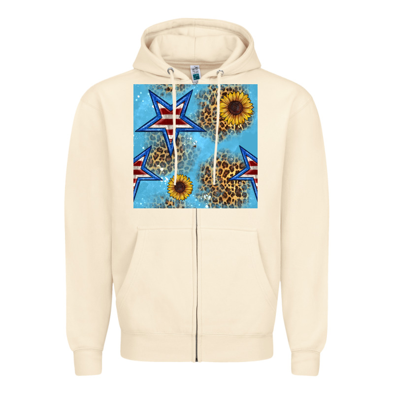 American Star And Sunflower Seamless  Pattern Zipper Hoodie by BundleAndBundleShop | Teevron