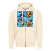 Sandshell american star and sunflower seamless  pattern Zipper Hoodie - BundleAndBundleShop