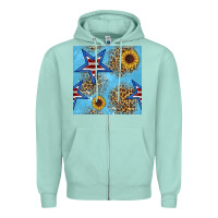Seafoam american star and sunflower seamless  pattern Zipper Hoodie - BundleAndBundleShop