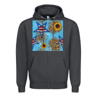 Smoke american star and sunflower seamless  pattern Zipper Hoodie - BundleAndBundleShop