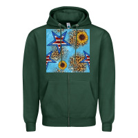 Sports Green american star and sunflower seamless  pattern Zipper Hoodie - BundleAndBundleShop