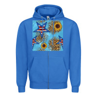 True Royal american star and sunflower seamless  pattern Zipper Hoodie - BundleAndBundleShop