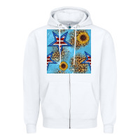 White american star and sunflower seamless  pattern Zipper Hoodie - BundleAndBundleShop
