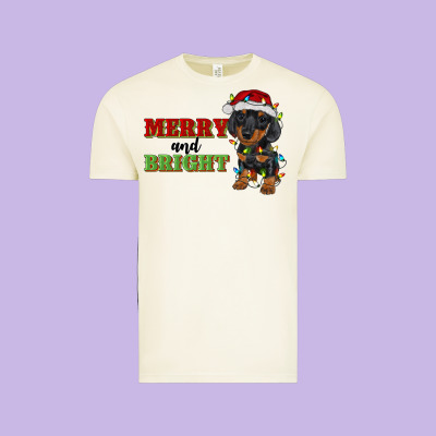 Merry And Bright Dachshund Vintage Tee Designed By Ranaportraitstore