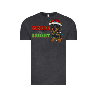 Vintage Black merry and bright dachshund Vintage Tee - RanaPortraitStore