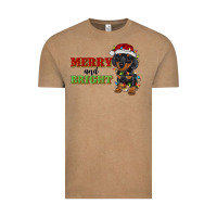 Vintage Coffee merry and bright dachshund Vintage Tee - RanaPortraitStore