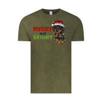 Vintage Olive merry and bright dachshund Vintage Tee - RanaPortraitStore