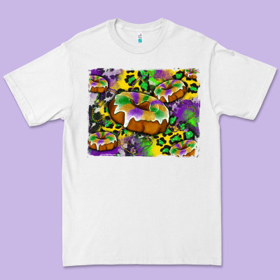 Mardi Gras Cake Glitterleopard And Cowhide Background Premium Tee Designed By Artiststas