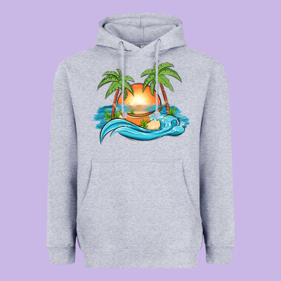 Sunset Beach Scene Heavyweight Hoodie Designed By Maliassmallbusiness