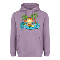 Lavender sunset beach scene Heavyweight Hoodie - MaliasSmallBusiness
