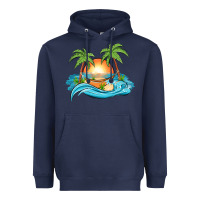 Navy sunset beach scene Heavyweight Hoodie - MaliasSmallBusiness