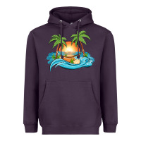 Plum sunset beach scene Heavyweight Hoodie - MaliasSmallBusiness