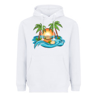 White sunset beach scene Heavyweight Hoodie - MaliasSmallBusiness