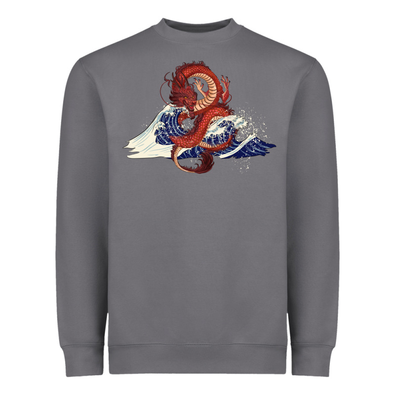 Asian Dragon And Ocean Waves Heavyweight Sweatshirt by RanaPortraitStore | Teevron