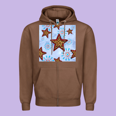 4th Of July Leopard Star Seamless Pattern Zipper Hoodie Designed By Bundleandbundleshop