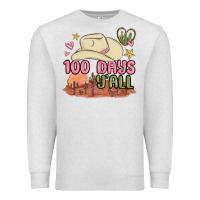Oatmeal Heather 100 days y'all malia Premium Sweatshirt - MaliasSmallBusiness