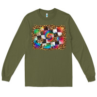 Army Green race leopard and tie dye background Long Sleeve Tee - HRA Design Shop