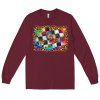Burgundy race leopard and tie dye background Long Sleeve Tee - HRA Design Shop