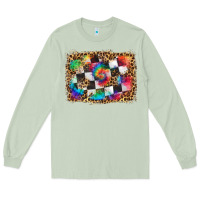 Matcha race leopard and tie dye background Long Sleeve Tee - HRA Design Shop