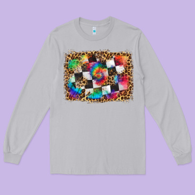 Race Leopard And Tie Dye Background Long Sleeve Tee Designed By Hra Design Shop