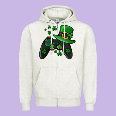 St Patricks Day Gamer Zipper Hoodie Designed By Jasminsmagicworld