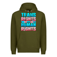 Army Green Trans Rights Are Human Rights Premium Hoodie - BundleAndBundleShop