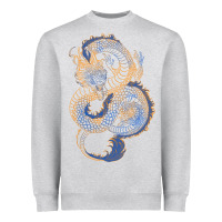 Heather Grey blue and orange dragon Heavyweight Sweatshirt - RanaPortraitStore