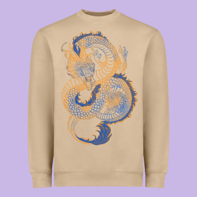 Heavyweight Sweatshirt blue and orange dragon