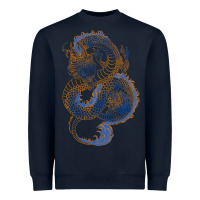 Navy blue and orange dragon Heavyweight Sweatshirt - RanaPortraitStore
